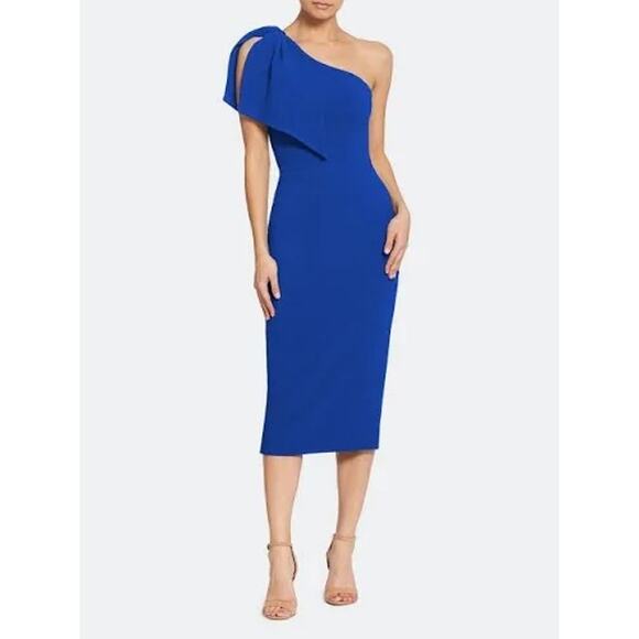 Dress the Population Tiffany One-Shoulder Midi Dress Women's Plus XXL Blue NWOT - Picture 1 of 11